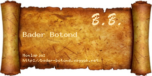 Bader Botond névjegykártya